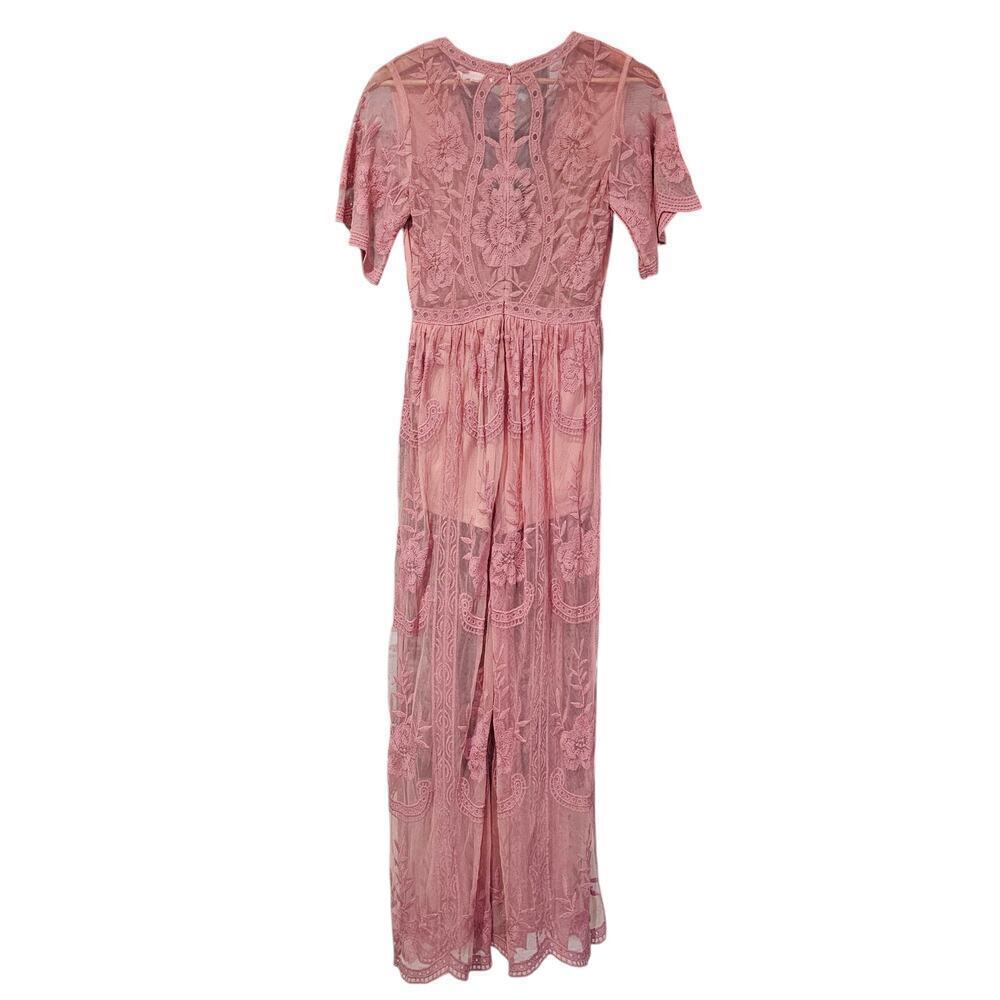 Honey Punch Lace Overlay Dress Mauve Pink Size S - Picture 7 of 10